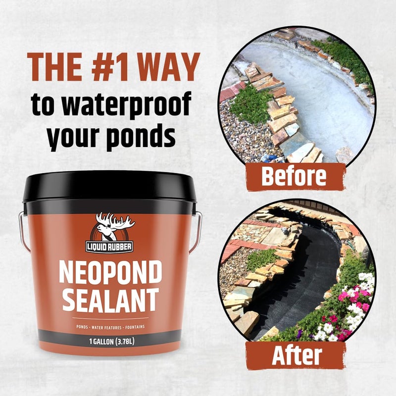 Liquid Rubber NeoPond Waterproof Pond Sealant - Fish and Plant Safe Waterproofing Membrane Sealer for Ponds and Water Features  Black  1 Gallon - Image 2